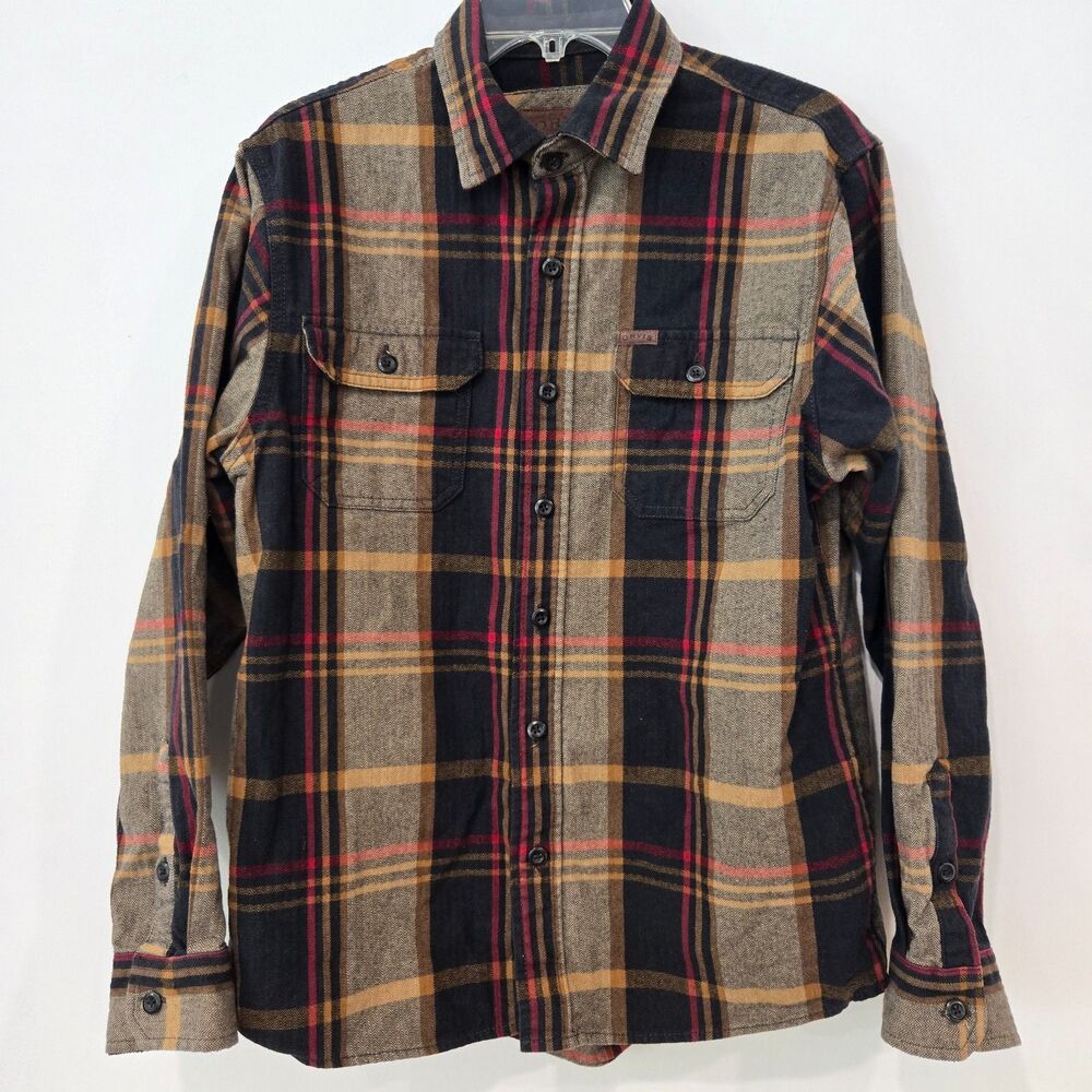 Orvis Big Bear Heavy Flannel Mens Sz Medium Shirt Jacket Plaid Button Up Shacket